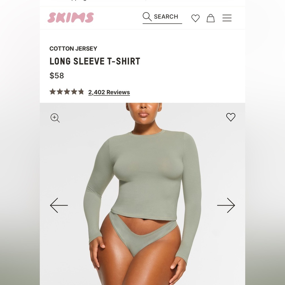 SKIMS Cotton Jersey Long Sleeve T-Shirt in Mineral